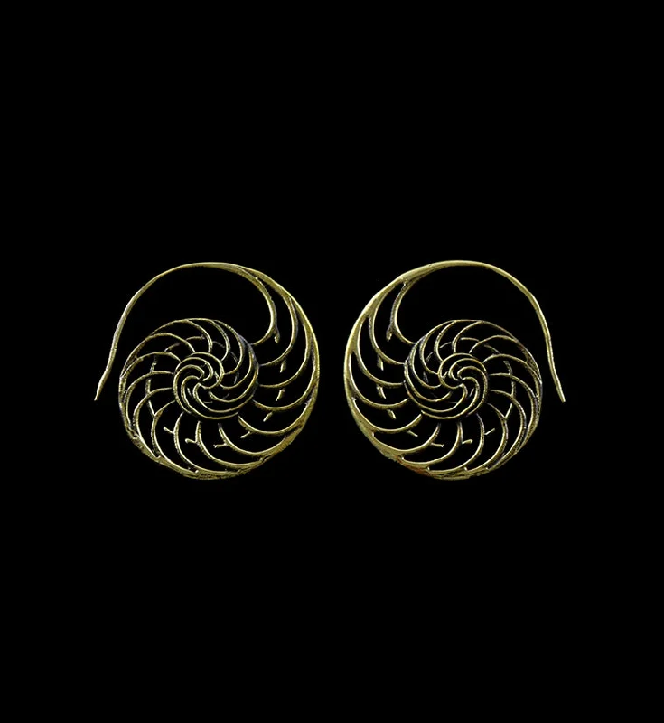 Best hoop earrings with gold for a luxurious and timeless look-Ammonite Brass Hangers