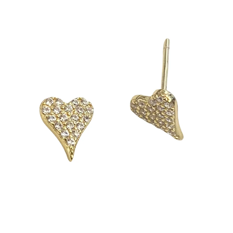 Hoop earrings with a matte finish for a sleek and sophisticated appearance-Amore Love Pointed Heart Studs