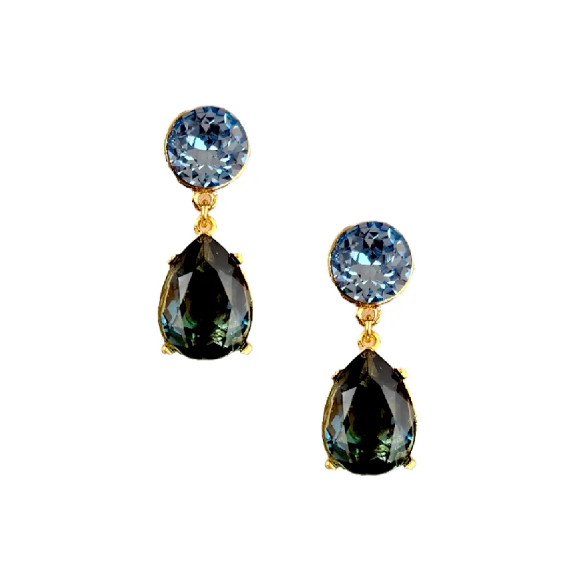 Best hoop earrings with intricate beaded details for a textured, stylish appearance-Aqua & Sapphire Teardrop Pierced Earring