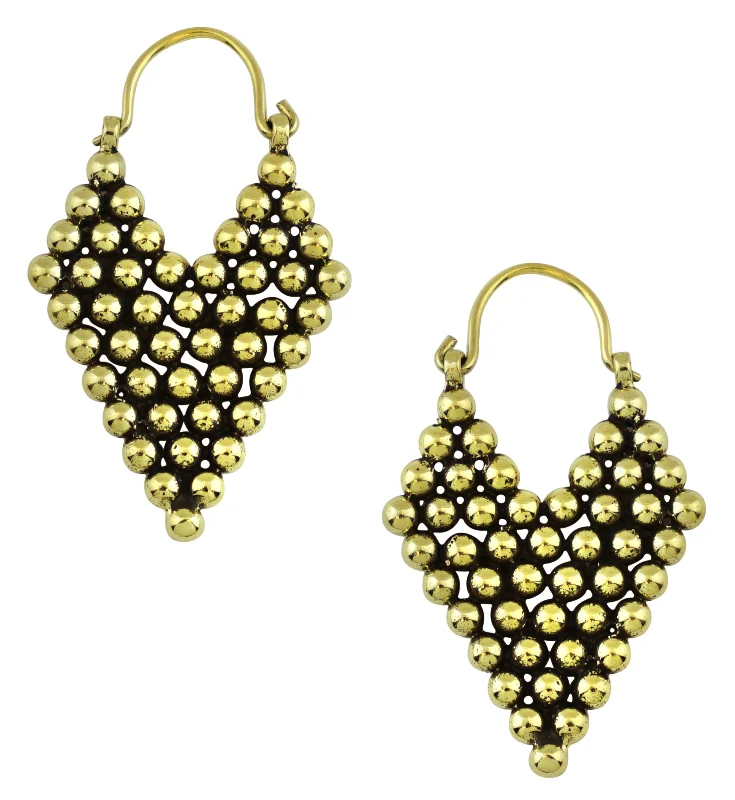 Hoop earrings with abstract shapes for an artistic and creative touch-Beaded Apex Brass Hinged Hangers/Earrings