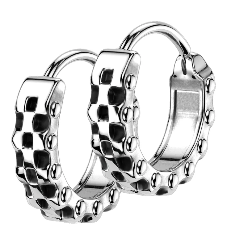 Best hoop earrings with snake-inspired designs for an edgy and fierce vibe-Bike Chain Stainless Steel Hoop Earrings