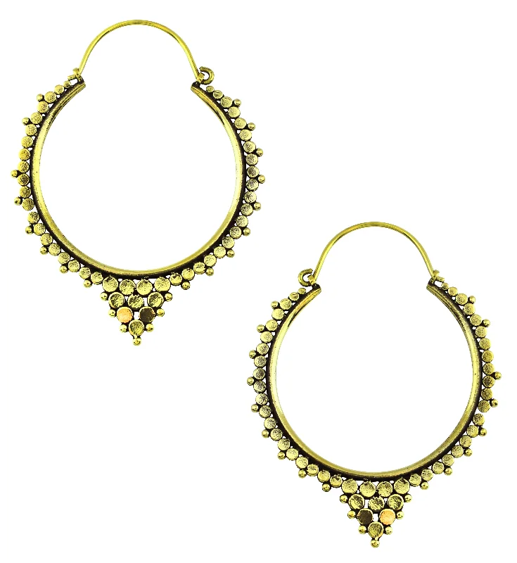 Hoop earrings with stacked layers for a bold and textured design-Chaplet Point Beaded Brass Hinged Hangers/Earrings