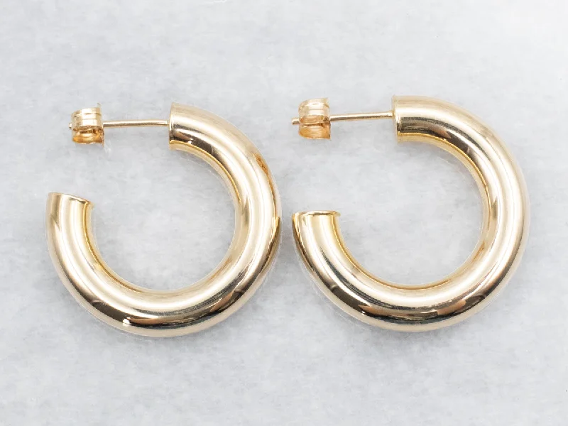 Best hoop earrings with textured silver for a rustic and organic finish-Chunky Yellow Gold Hoop Earrings