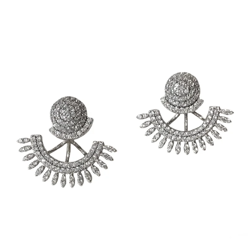 Hoop earrings with floral motifs for a feminine and nature-inspired look-Jacklyn Pave Spike Statement Jacket Earrings