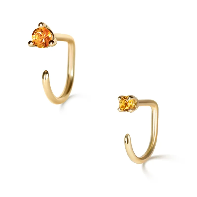 Hoop earrings with multi-tone finishes for a colorful and layered effect-Claw Asymmetric Earring Pair, Citrine