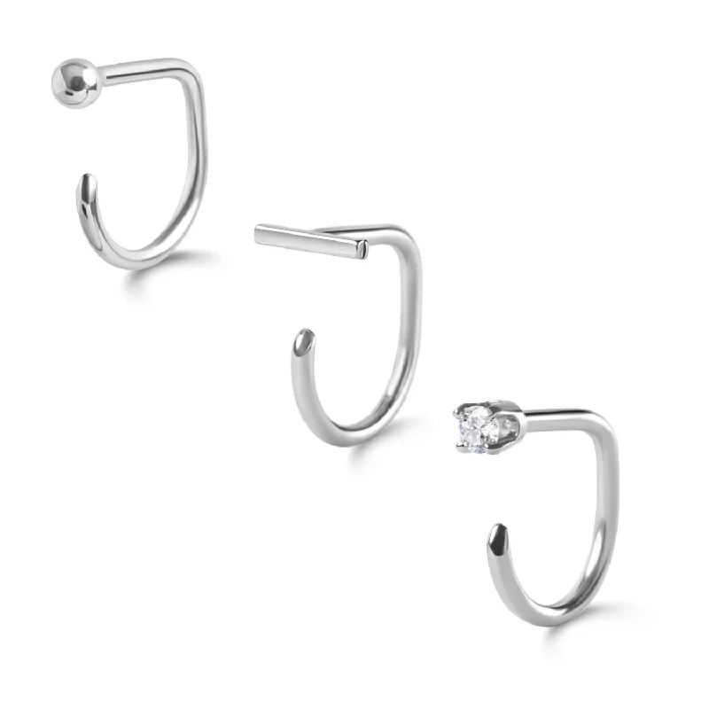 Best hoop earrings with infinity designs for a timeless and meaningful symbol-Claw Earring Set, White Gold