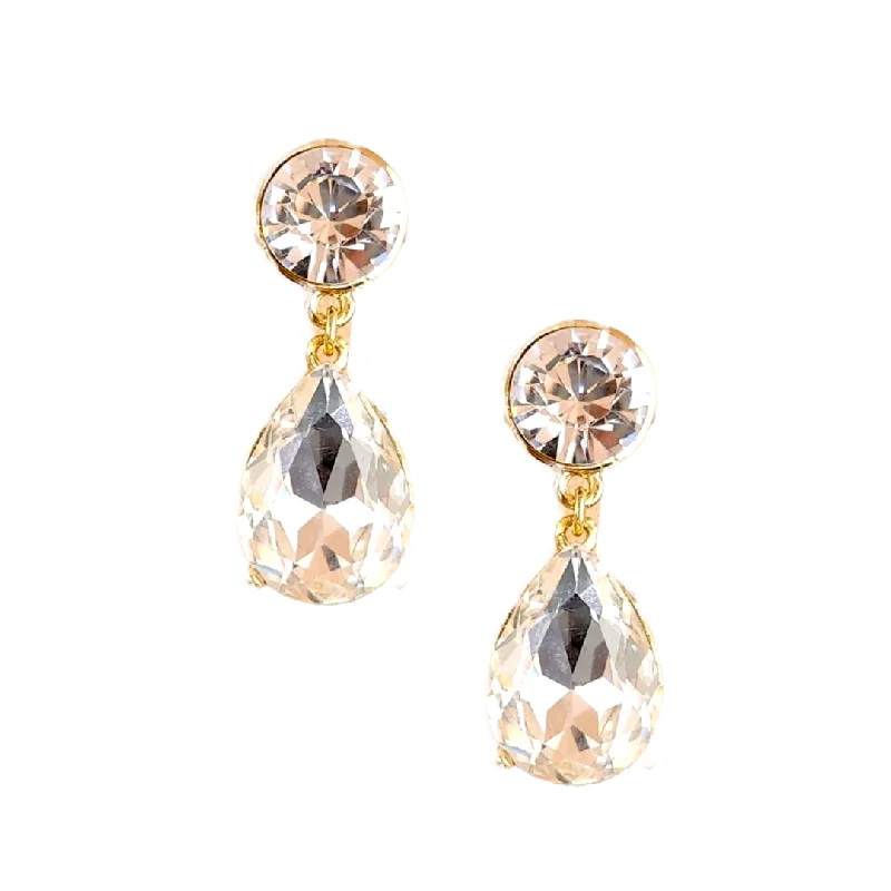 Best hoop earrings with minimal embellishments for a sleek and modern look-Clear Crystal Teardrop Pierced Earring