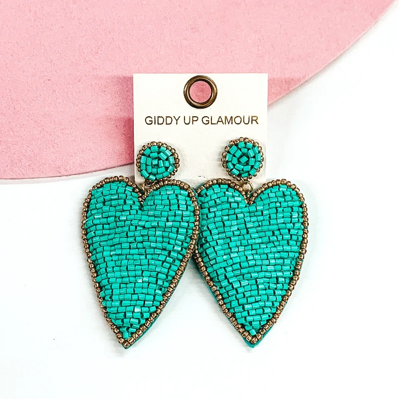 Best hoop earrings with custom designs for a personalized, unique accessory-Mending Hearts Beaded Earrings in Turquoise