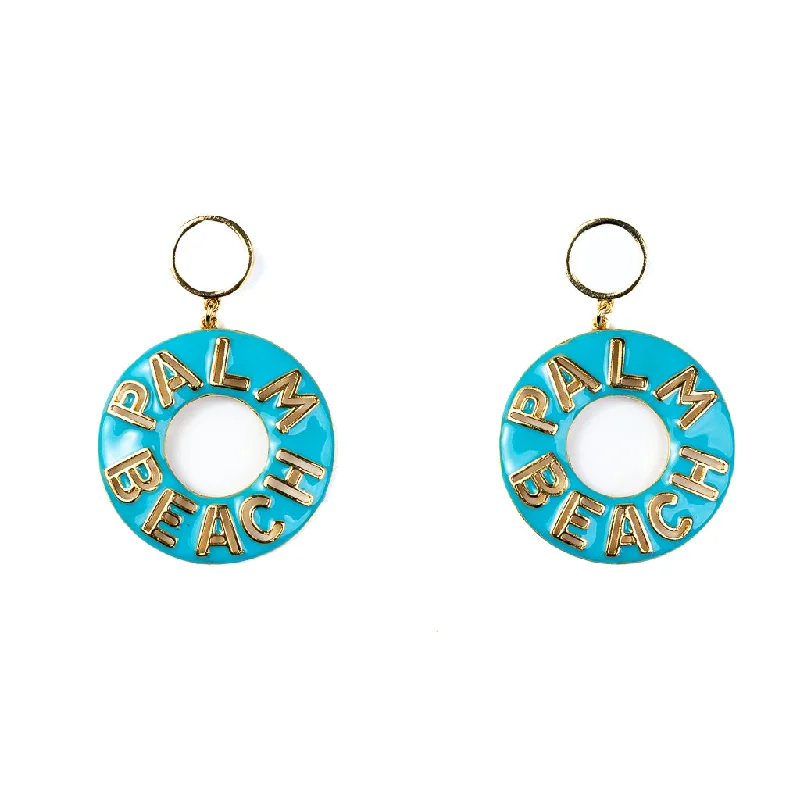 Hoop earrings with braided patterns for a detailed and textured finish-Gold and Turquoise Palm Beach Earrings