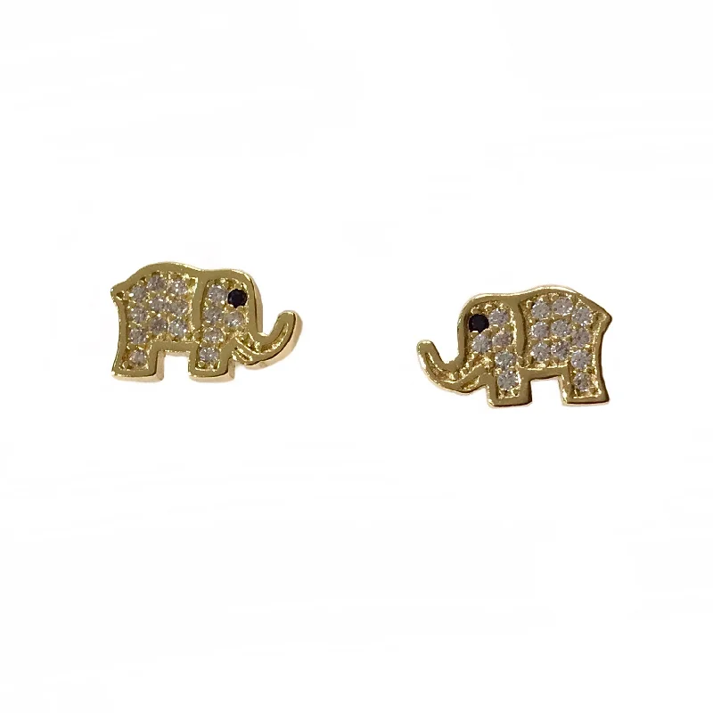 Hoop earrings with textured finishes for a vintage and classic style-Elephant Luck Studs