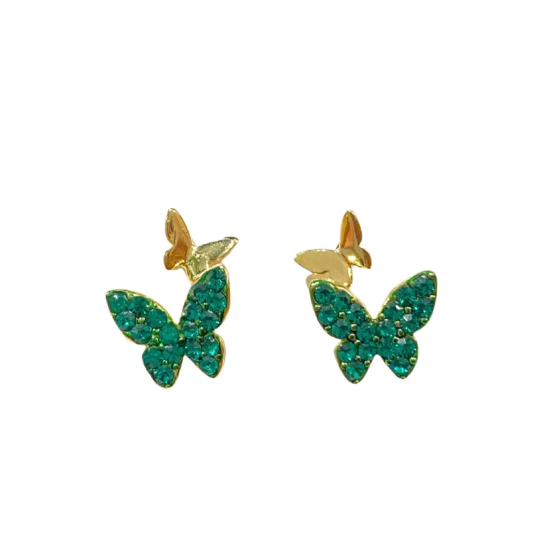 Hoop earrings with luxe velvet finishes for a rich and luxurious touch-Sweet Butterfly Duo Studs