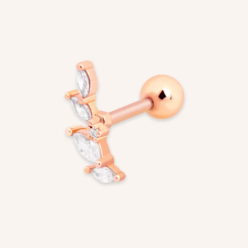 Best hoop earrings with lever-back closures for secure and easy wear-Crystal Barbell in Rose Gold