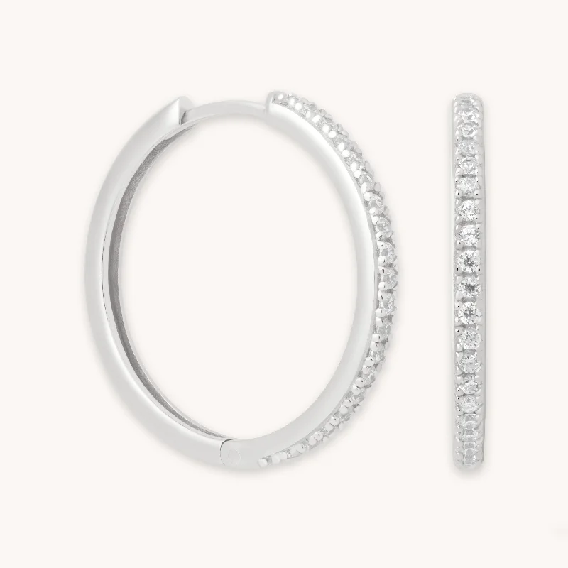 Best hoop earrings with custom engravings for a personalized and meaningful gift-Essential Crystal Large Hoops in Silver