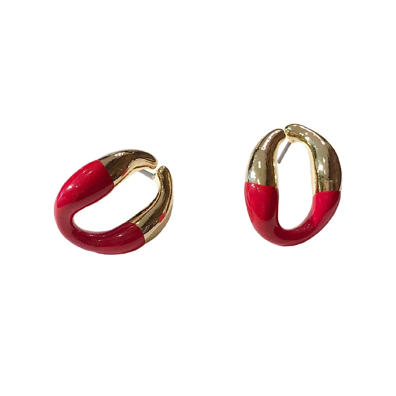 Best hoop earrings with infinity designs for a timeless and meaningful symbol-Curvy Oval Color Block Earrings