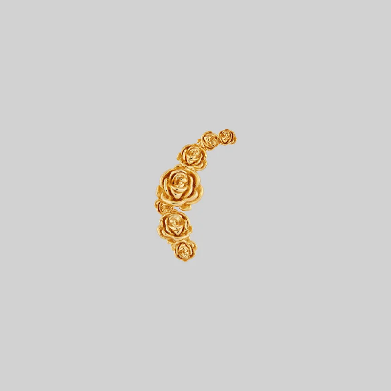 Best hoop earrings with intricate beaded details for a textured, stylish appearance-DAMASK. Rose Foliage Stud Earring - Gold