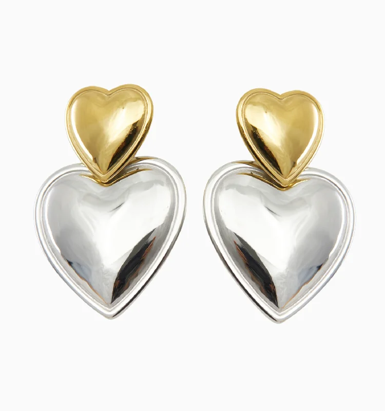 Hoop earrings with oversized designs for a bold, fashion-forward statement-Daphine Heart Earrings