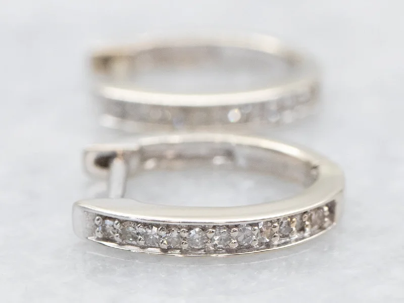 Best hoop earrings with vintage coins for a retro, antique-inspired style-Diamond Huggie Hoop Earrings