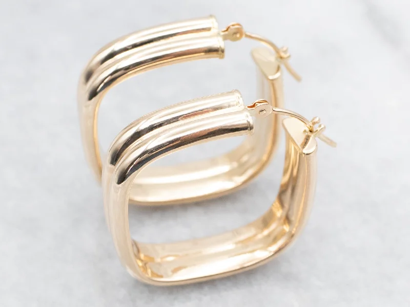 Best hoop earrings with custom engravings for a personalized and meaningful gift-Squared Double Tube Hoop Earrings