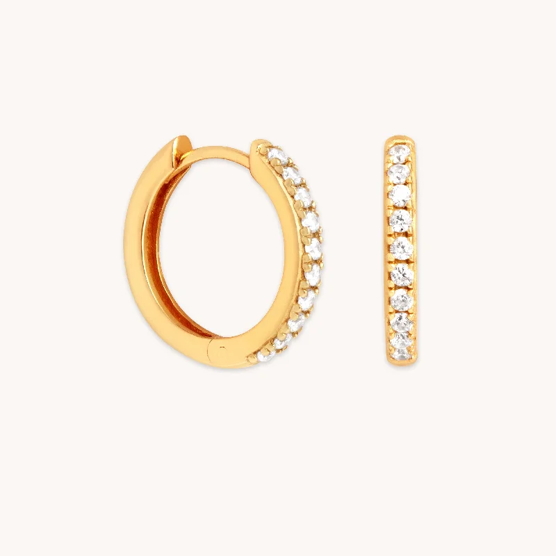 Hoop earrings with abstract shapes for an artistic and creative touch-Essential Crystal Small Hoops in Gold