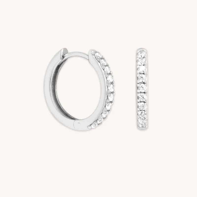 Hoop earrings with rhinestone embellishments for a glamorous and sparkling look-Essential Crystal Small Hoops in Silver