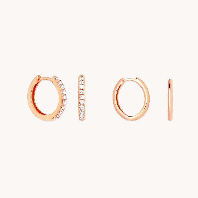 Best hoop earrings with snake-inspired designs for an edgy and fierce vibe-Essential Shimmer Hoop Gift Set in Rose Gold