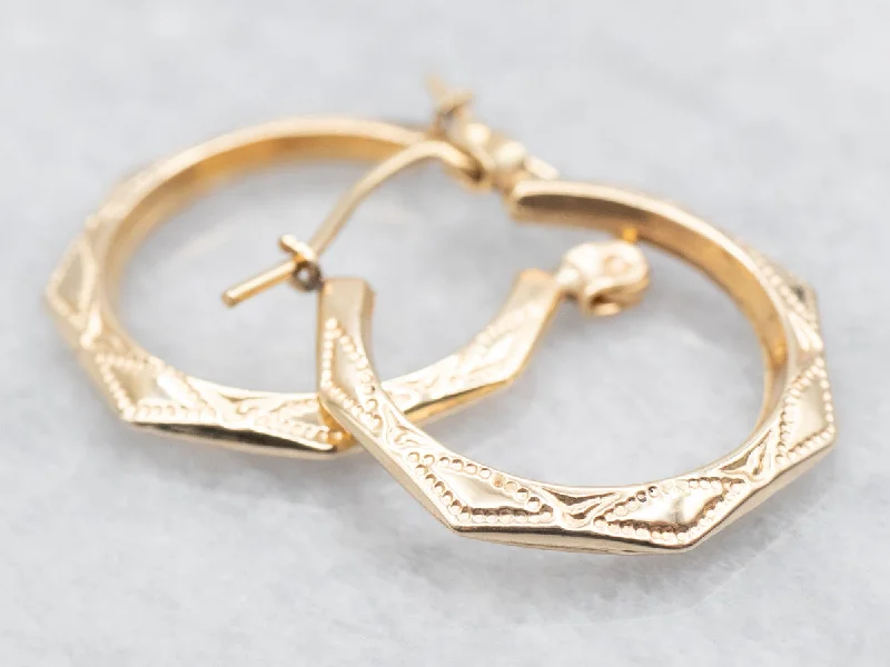 Medium hoop earrings for an everyday look with the perfect balance of style-Etched 14-Karat Gold Hoop Earrings