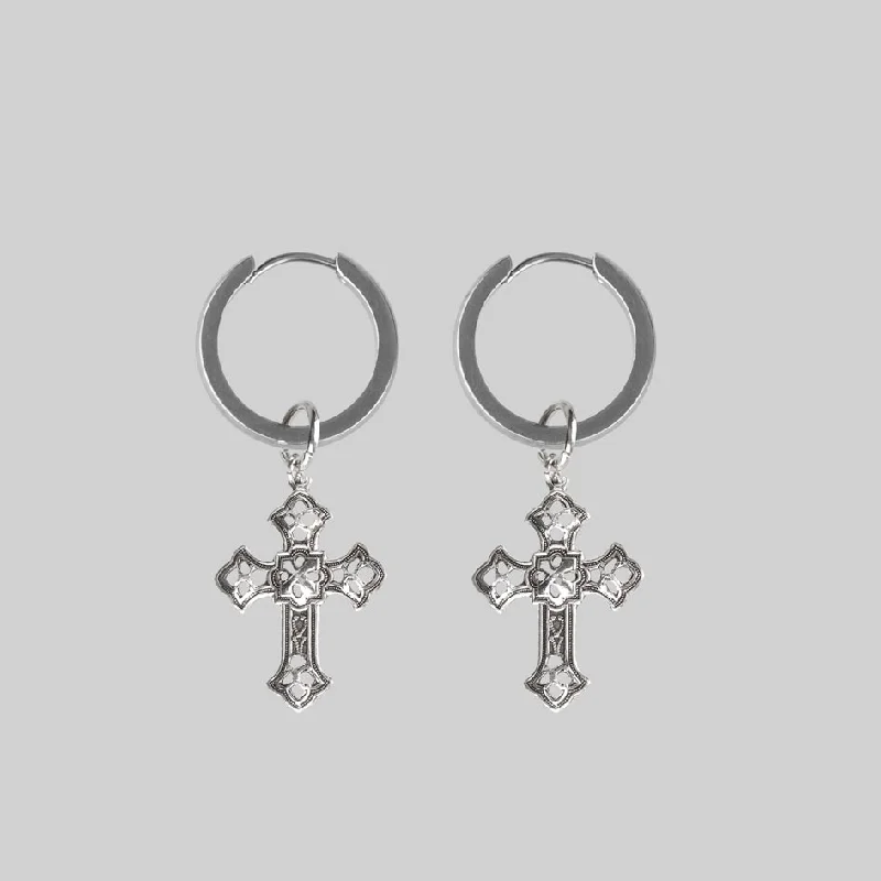 Best hoop earrings with vintage coins for a retro, antique-inspired style-EVA. Cut Out Cross Earrings