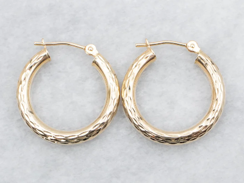 Best hoop earrings with marbled designs for a trendy and artistic effect-Faceted Gold Hoop Earrings