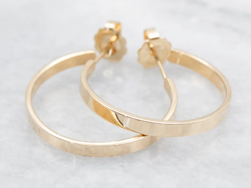 Best hoop earrings with vintage-style detailing for a nostalgic and timeless look-Flat Gold Hoop Earrings with Stud Backs