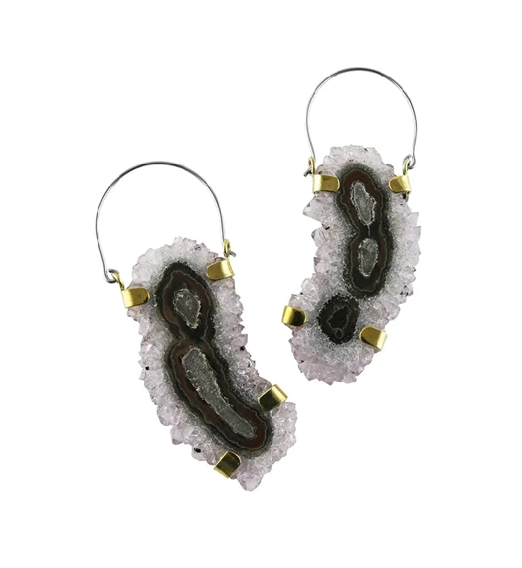 Hoop earrings with intricate designs for a unique and artistic appearance-Flint Amethyst Titanium Hangers - Earrings