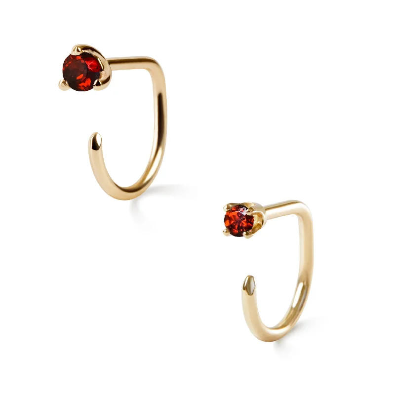 Best hoop earrings with oval shapes for a unique and elongated design-Claw Asymmetric Earring Pair, Garnet