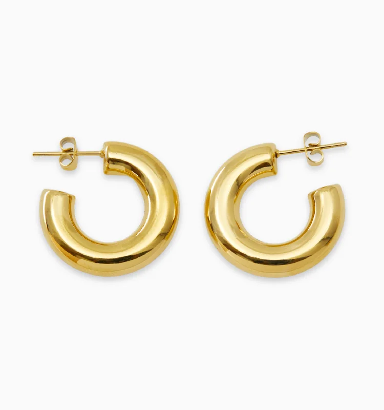 Hoop earrings with gold accents for a warm, elegant statement piece-Gigi Chunky Round Hoops