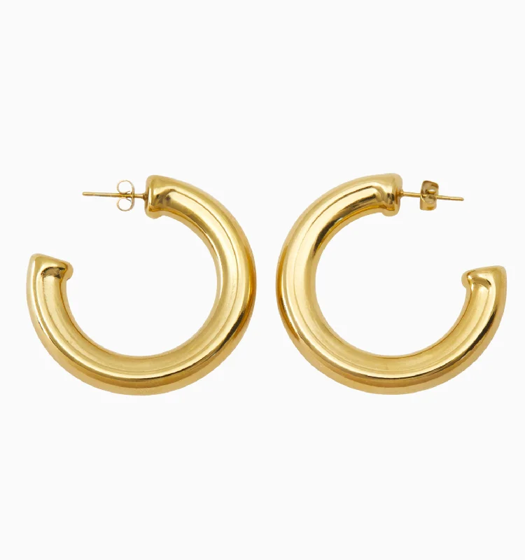 Hoop earrings with open designs for a modern, lighthearted vibe-Gigi Round Hoops - 35mm