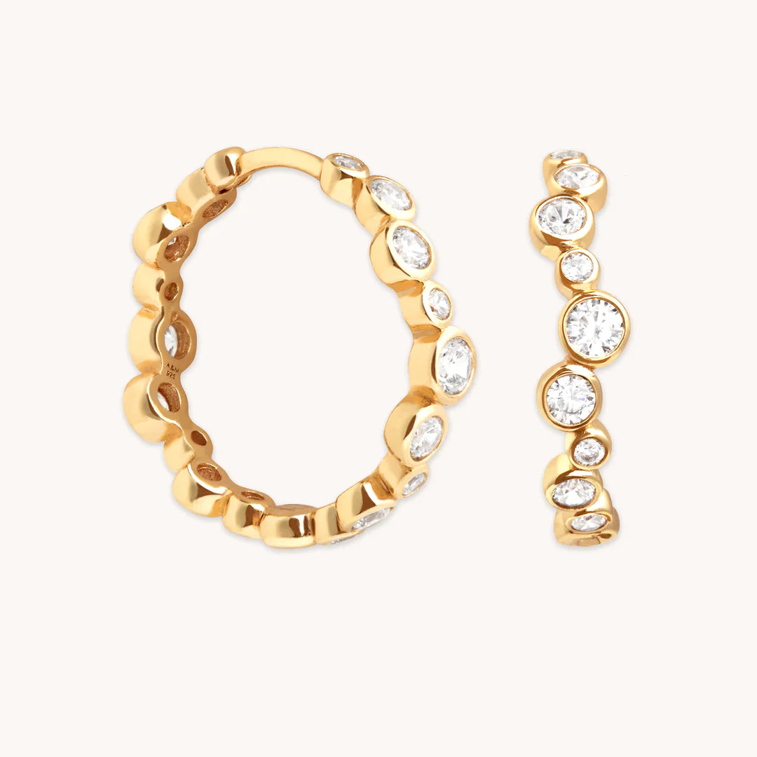 Hoop earrings with resin accents for a bold and colorful design-Gleam Crystal Hoops in Gold