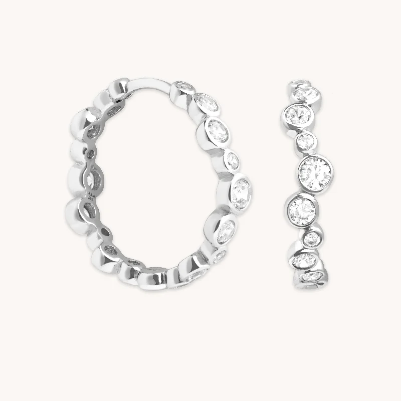 Best hoop earrings with custom designs for a personalized, unique accessory-Gleam Crystal Hoops in Silver