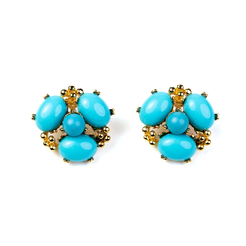 Hoop earrings with a chunky design for a bold and trendy statement-Turquoise Cabochon Cluster Earrings