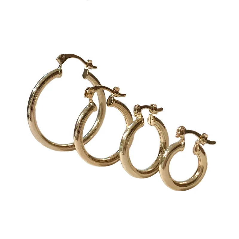 Hoop earrings with polished metal for a shiny and high-quality finish-Gold Filled THIN Mini Tube Clasp Hoops