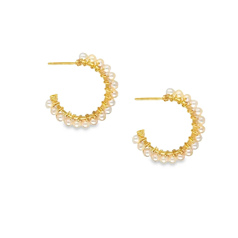 Hoop earrings with satin finishes for a smooth and elegant appearance-Seed Pearl Hoop Earrings