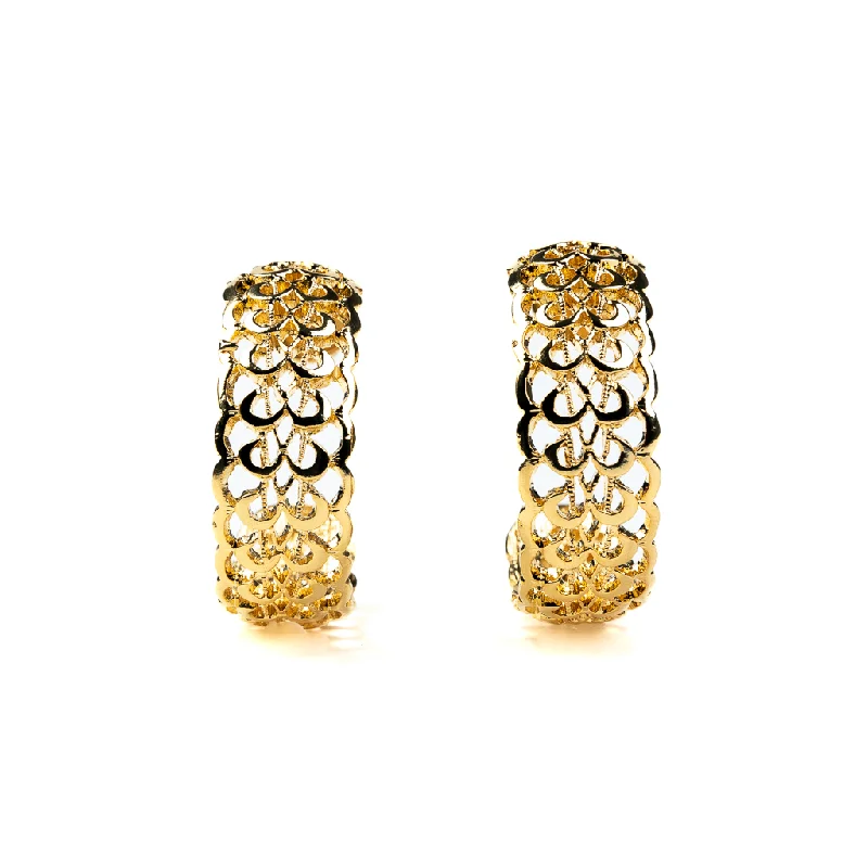 Best hoop earrings with smooth ceramic finishes for a polished, clean style-Gold Hearts Pierced Hoop Earrings