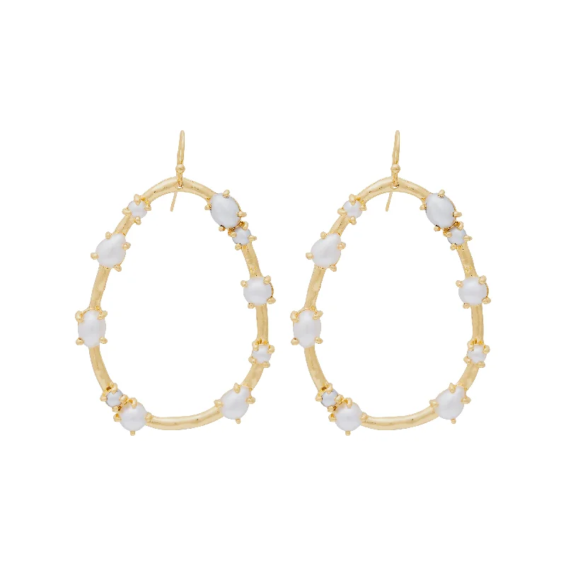 Hoop earrings with removable pendants for a versatile and customizable accessory-Pearl Oval Pierced Earrings