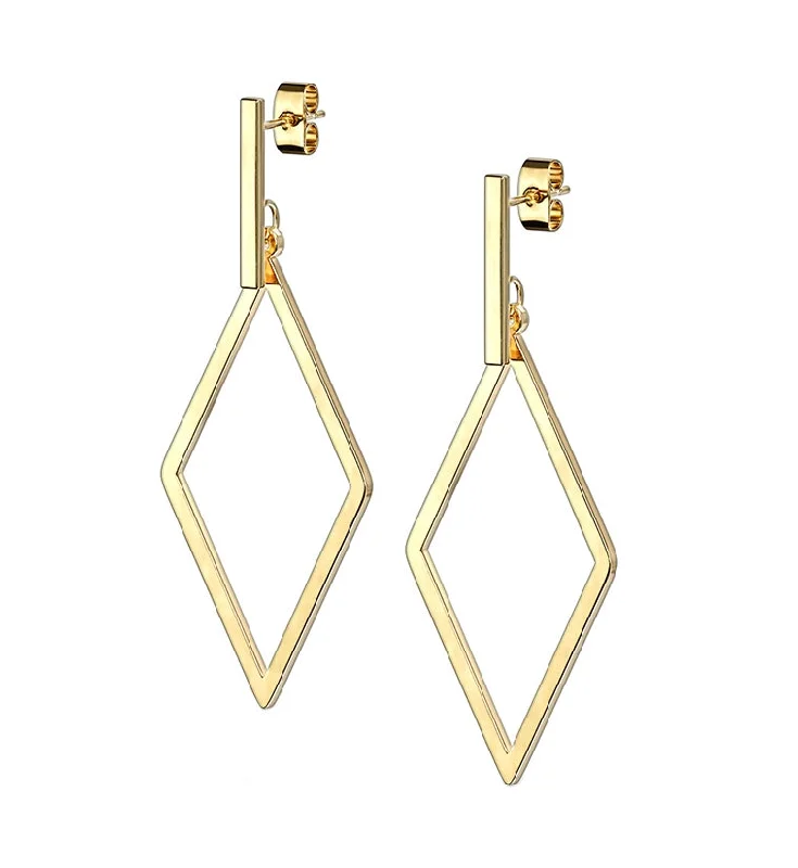 Best hoop earrings with gold-plated finishes for an affordable luxury vibe-Gold PVD Diamond Hanging Earrings