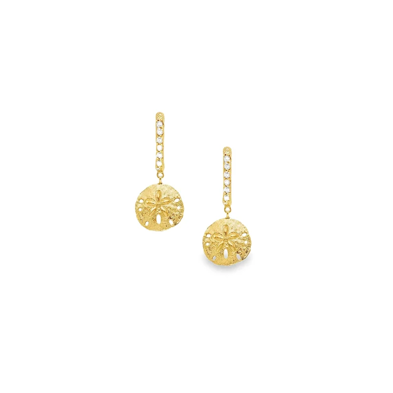 Hoop earrings with a matte black finish for a sleek, edgy vibe-Gold Sand Dollar Hoop Earrings