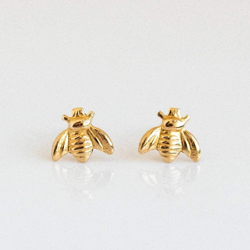 Hoop earrings with stacked layers for a bold and textured design-Golden Bee Earrings