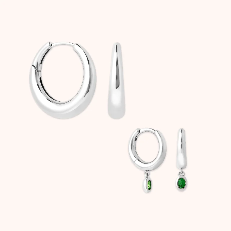 Best hoop earrings with infinity designs for a timeless and meaningful symbol-Green Topaz Gift Set in Silver