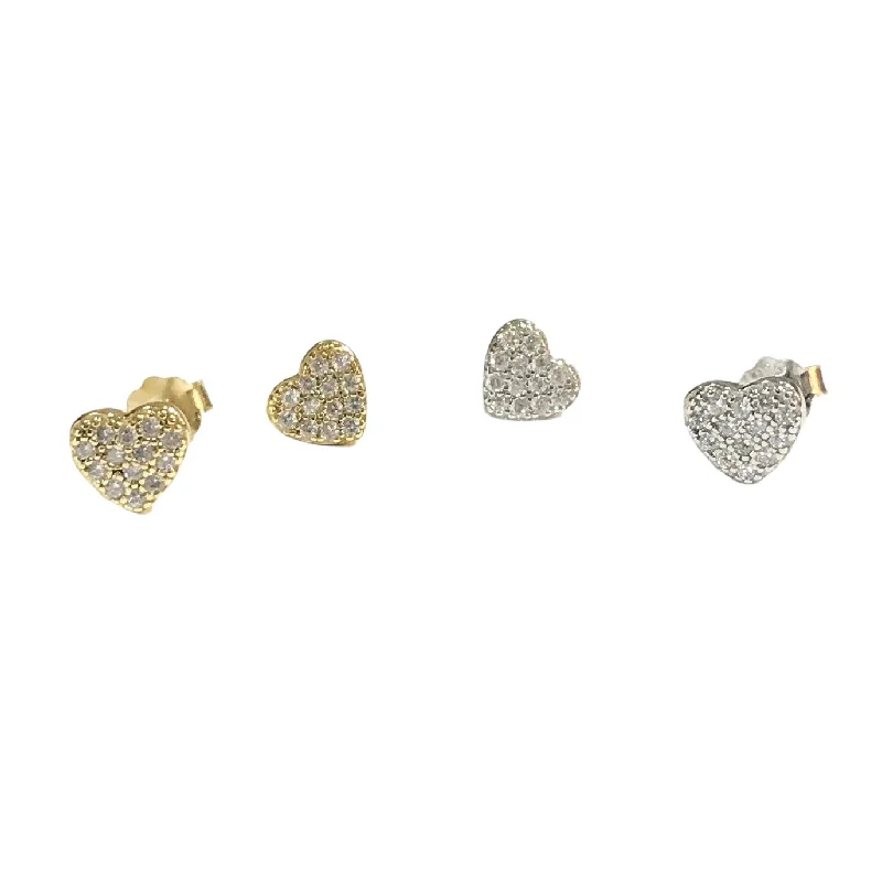 Best hoop earrings with enamel details for a colorful and modern look-Amore Heart Sparkle Studs