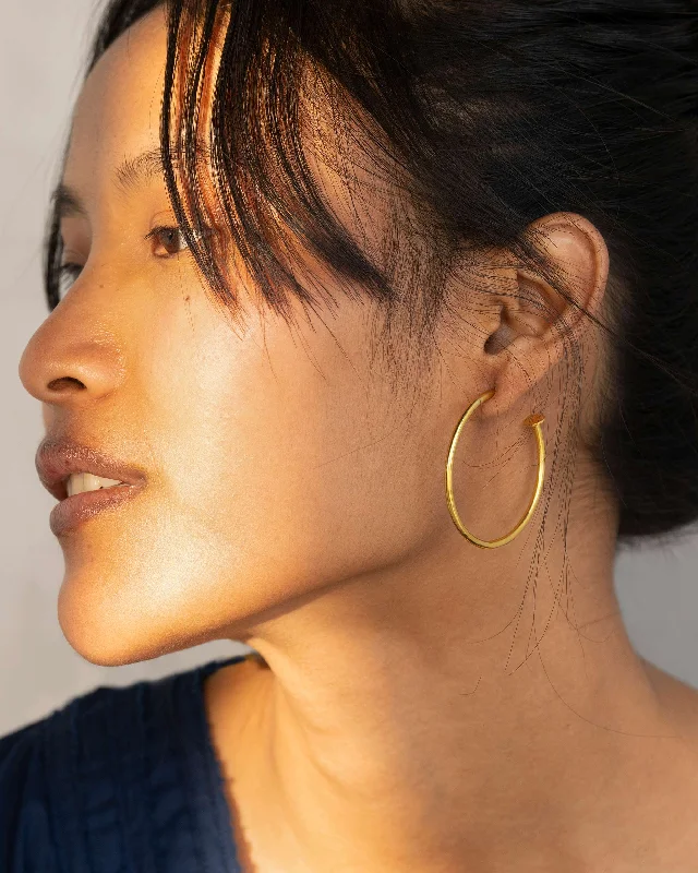 Classic hoop earrings with a thin profile for a sleek and subtle style-Hoops earrings - Large