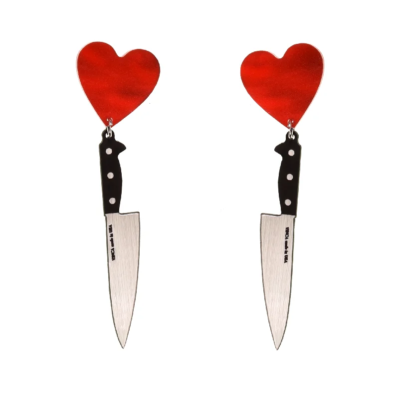 Hoop earrings with a matte black finish for a sleek, edgy vibe-I Heart Knives Earrings in SASSY