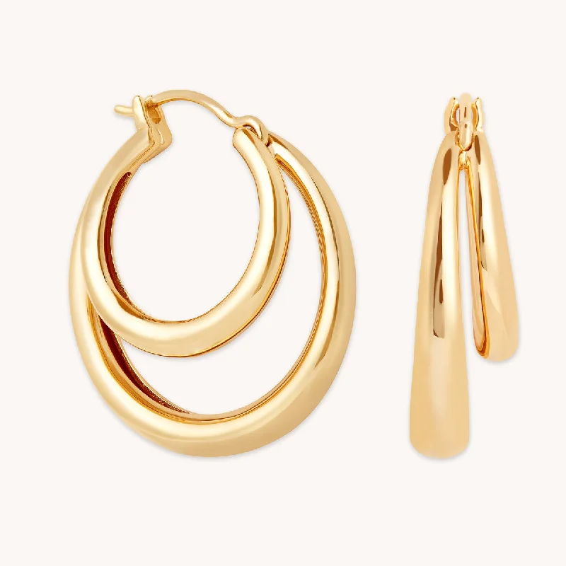 Best hoop earrings with matching bracelets for a coordinated jewelry set-Illusion Dome Hoops in Gold