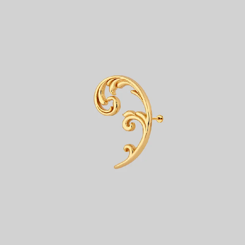 Hoop earrings with infinity loop designs for a continuous and eternal shape-IMPERIAL. Ornate Flourish Arch Stud Earring - Gold