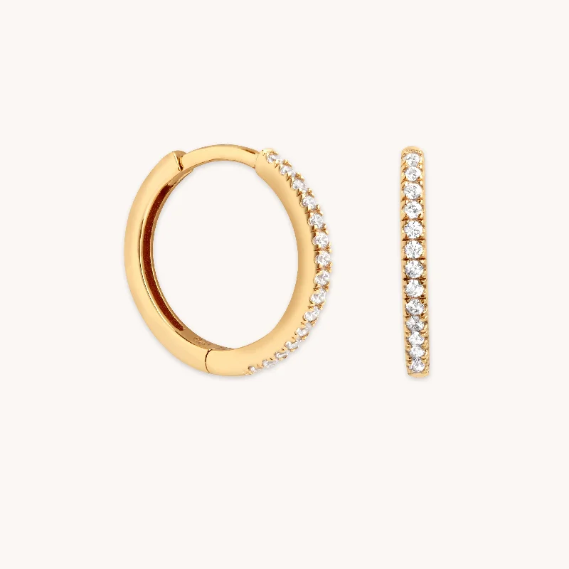 Best hoop earrings with geometric pendants for a modern, chic appeal-Jewelled Crystal Hoops in Gold